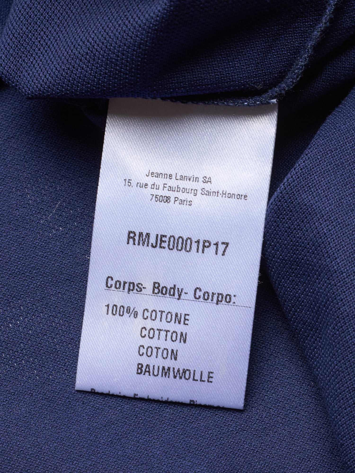 LANVIN Navy Cotton Short Sleeve Embroidery Slim Fit Polo Shirt