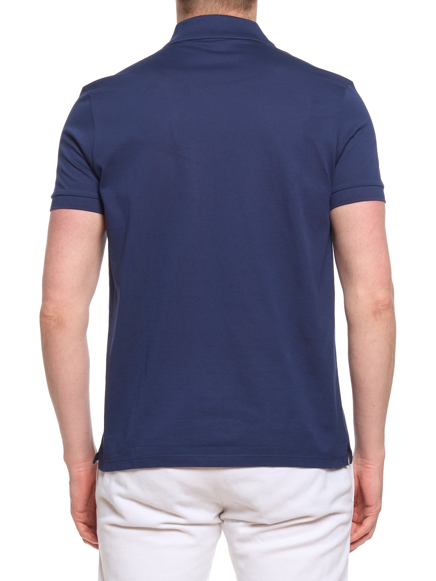 LANVIN Navy Cotton Short Sleeve Embroidery Slim Fit Polo Shirt