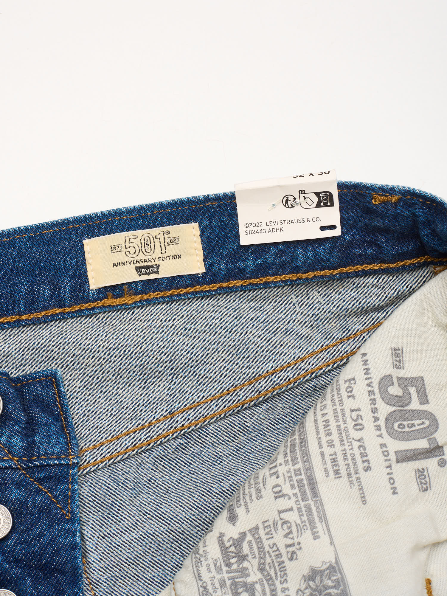 LEVI'S Premium 501 Anniversary Edition Blue Cotton Denim Jeans W32 L30 NEW
