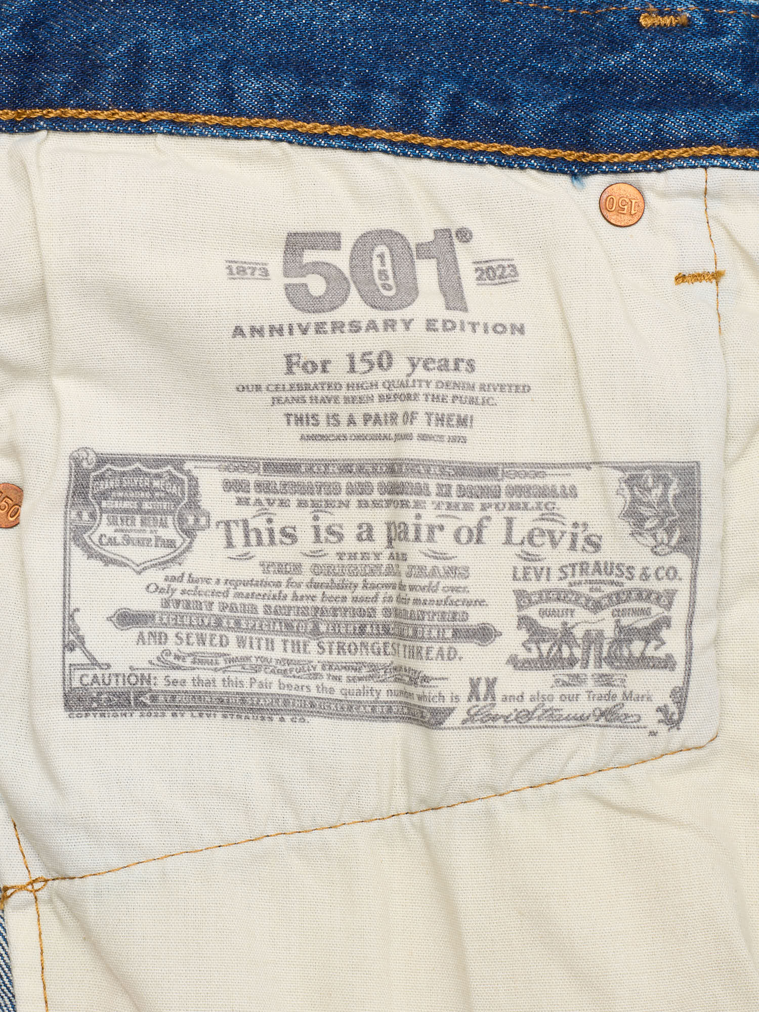 LEVI'S Premium 501 Anniversary Edition Blue Cotton Denim Jeans W32 L30 NEW