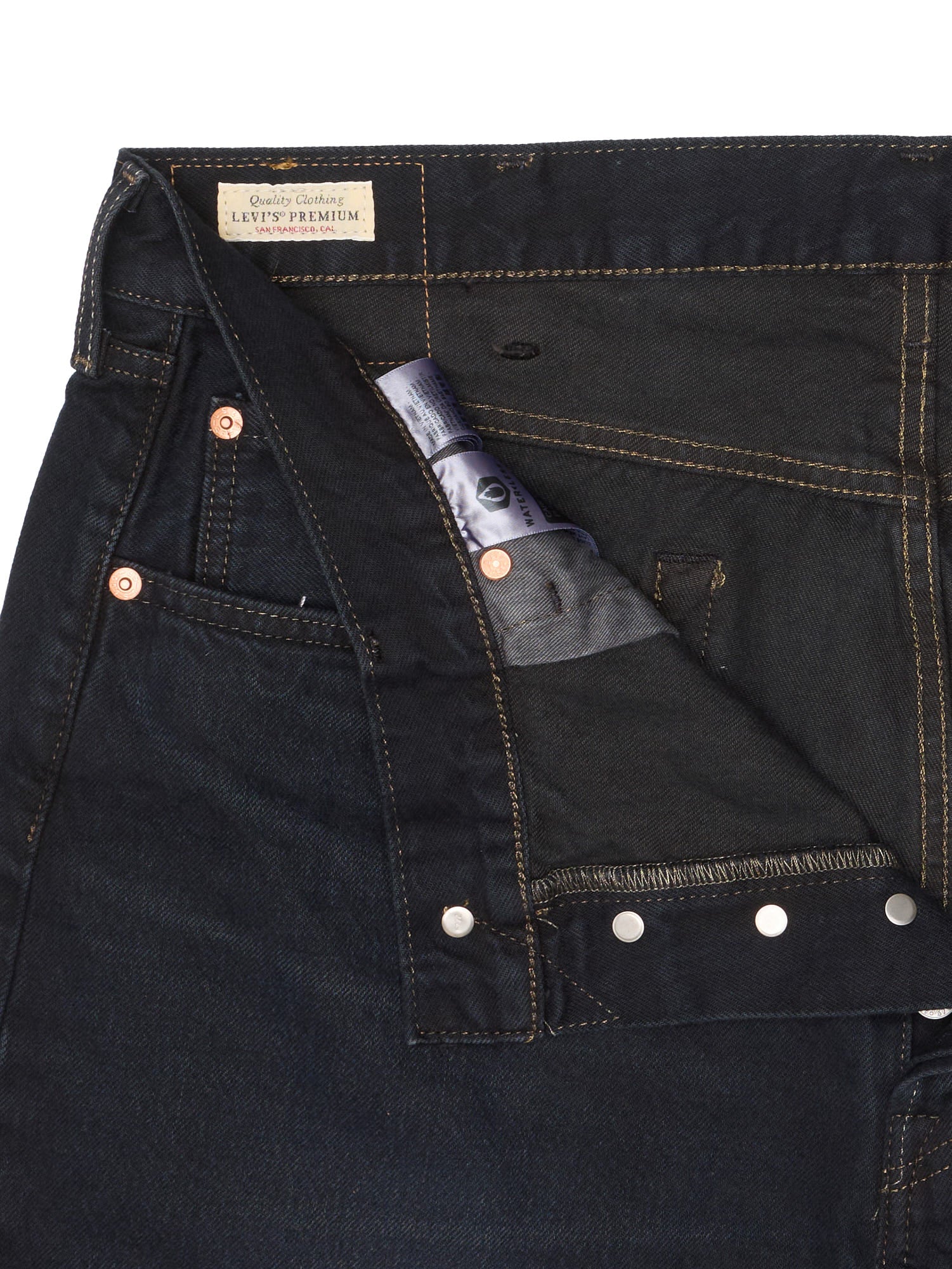 LEVI'S Premium 501 ST Black Cotton Denim Slim Taper Big E Jeans W38 L34