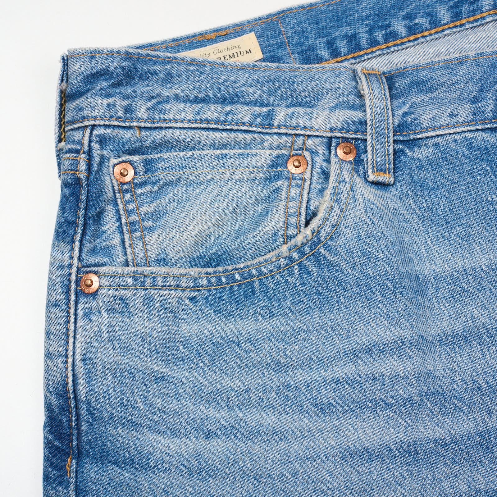 LEVI'S Premium 501 Selvedge Blue Denim Slim Taper Jeans