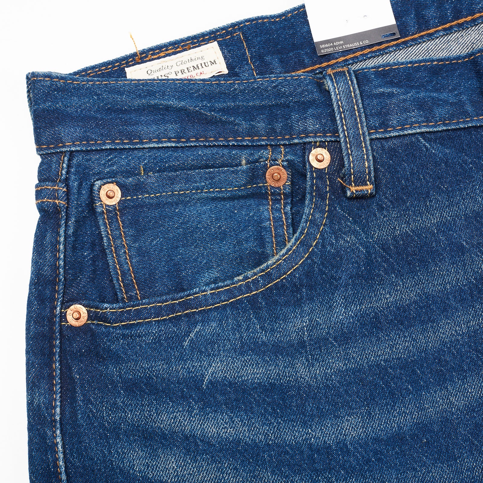 LEVI'S Premium 501 Blue Stretch Big E Denim Straight Fit Jeans Pants NEW W34 L30 LEVI'S