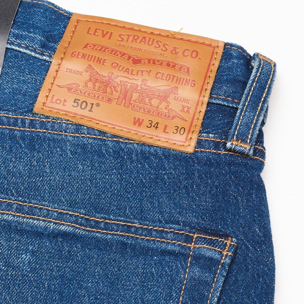 LEVI'S Premium 501 Blue Stretch Big E Denim Straight Fit Jeans Pants NEW W34 L30 LEVI'S