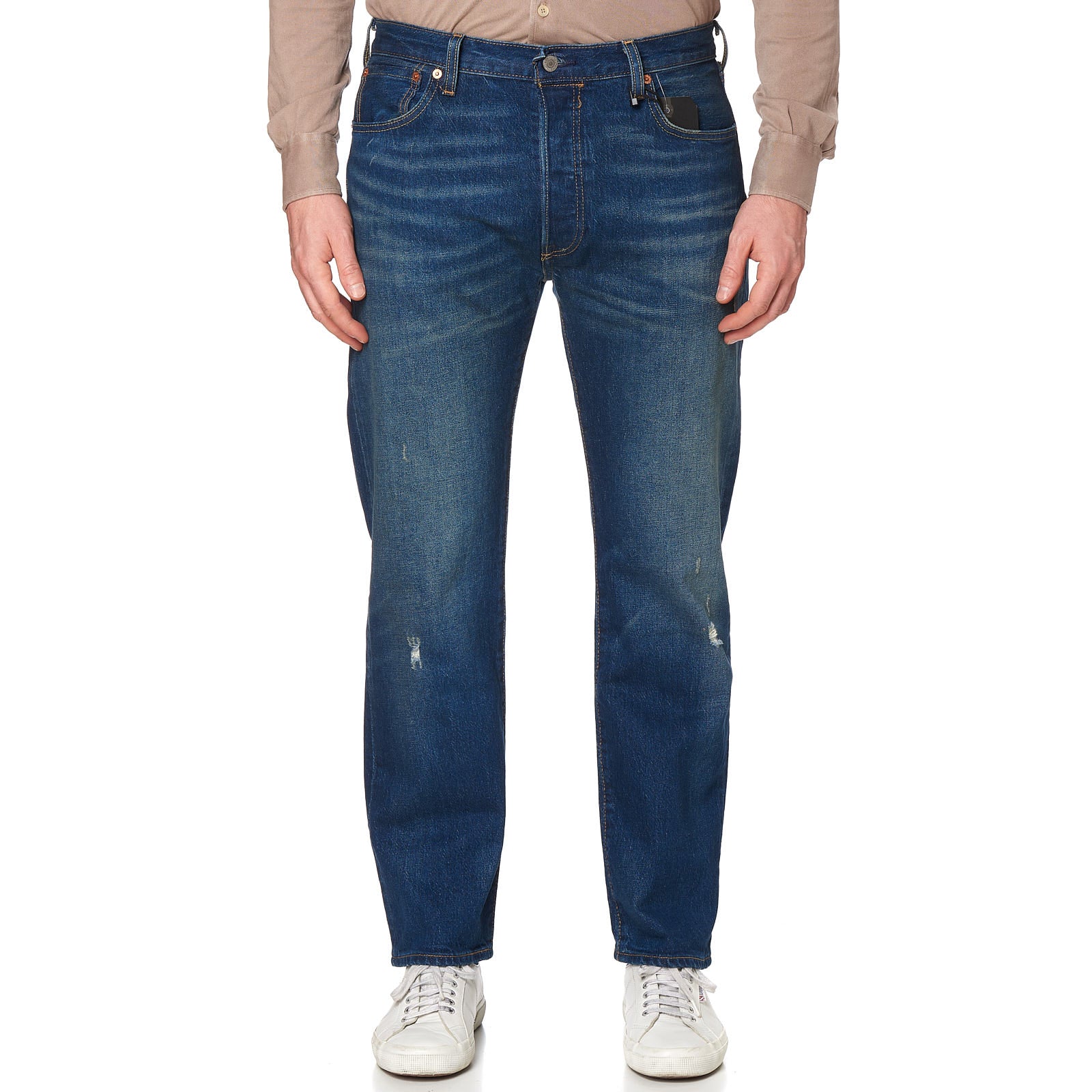 LEVI'S Premium 501 Blue Stretch Big E Denim Straight Fit Jeans Pants NEW W34 L30 LEVI'S