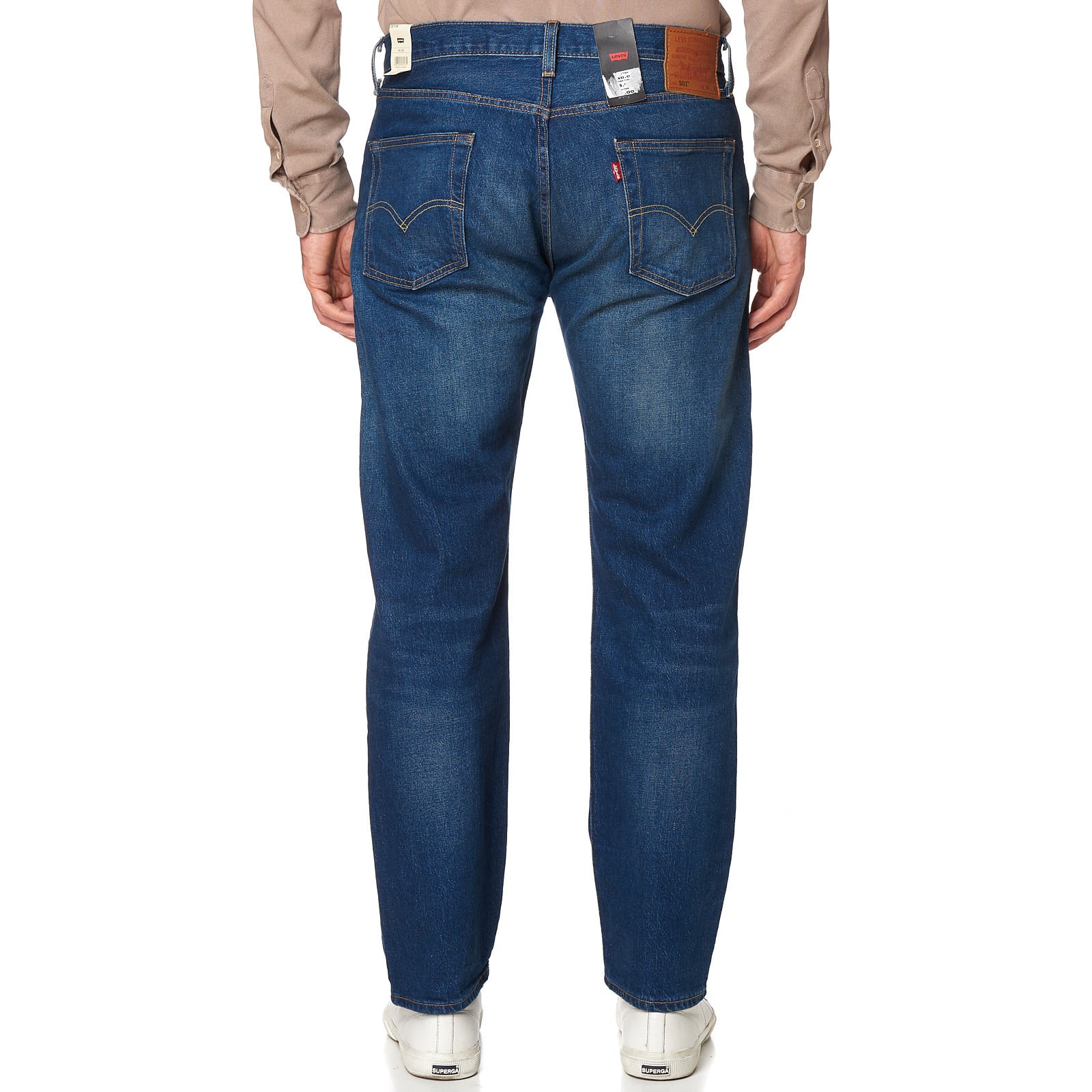 LEVI'S Premium 501 Blue Stretch Big E Denim Straight Fit Jeans Pants NEW W34 L30 LEVI'S