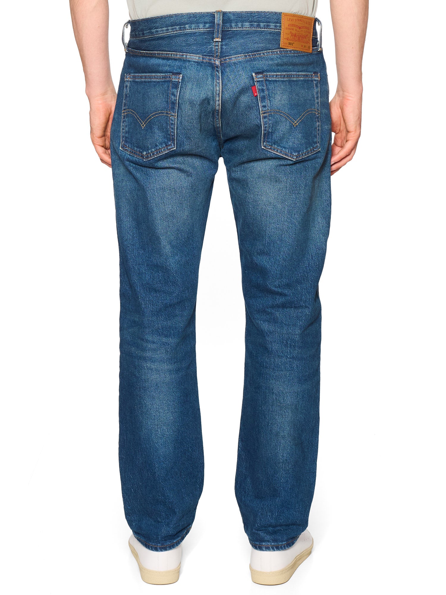 LEVI'S Premium 501 Distressed Blue Cotton Denim Jeans W34 L30 (R)