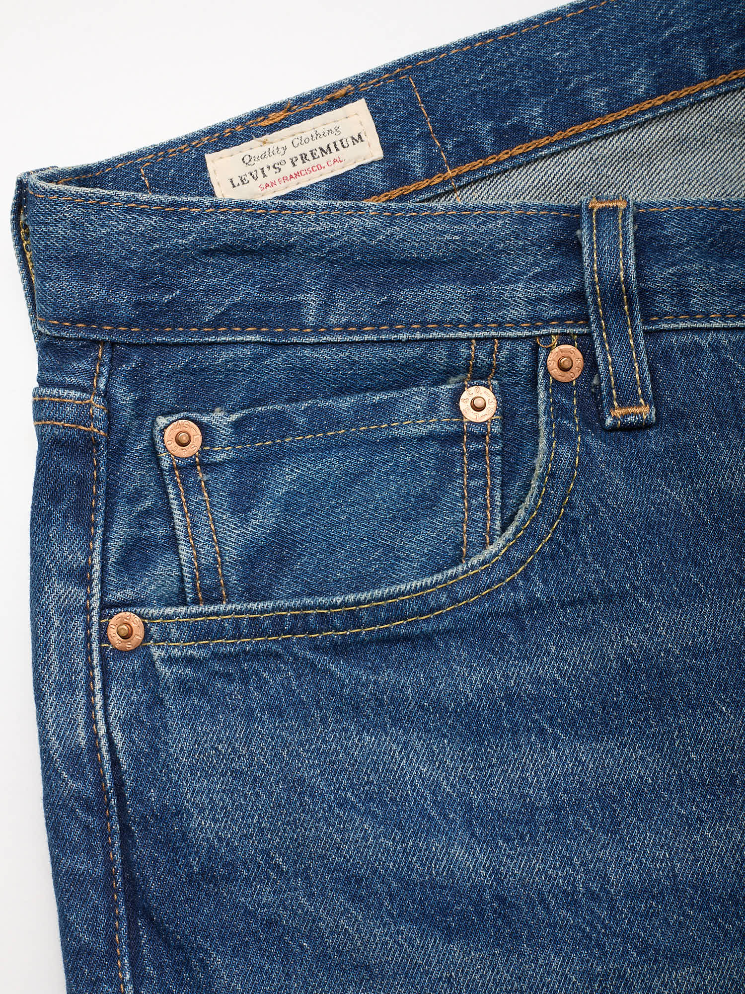 LEVI'S Premium 501 Distressed Blue Cotton Denim Jeans W34 L30 (R)