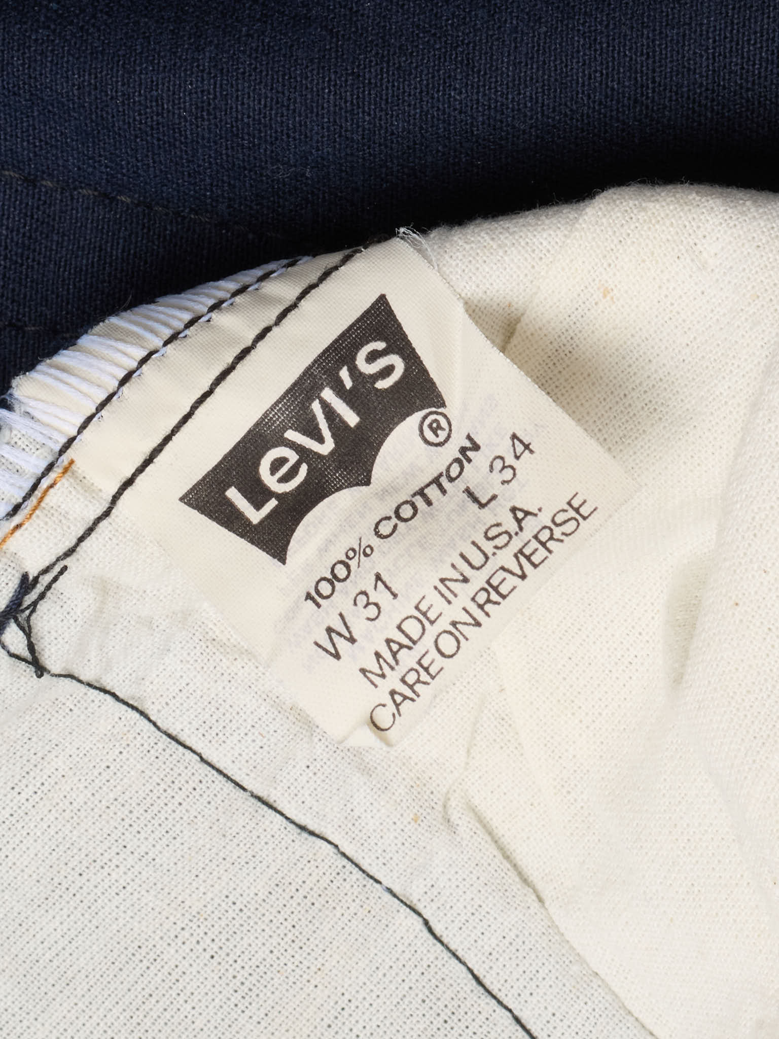Vintage LEVI'S 501 Navy Blue Cotton Twill Jeans Made in USA NOS