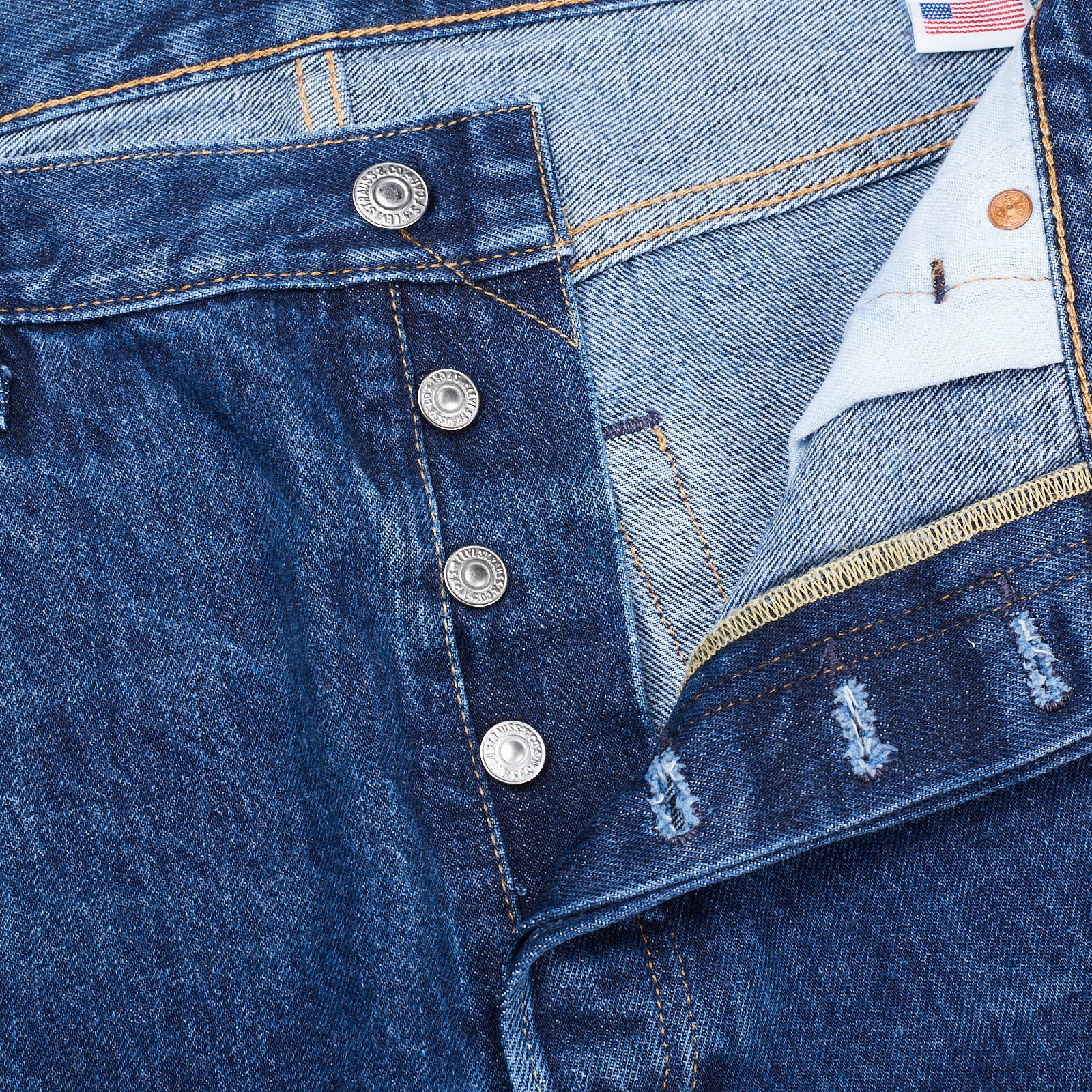 LEVI'S Premium 501 Original Fit Big E Made in USA Blue Rinse Denim Jeans W36 L34 LEVI'S