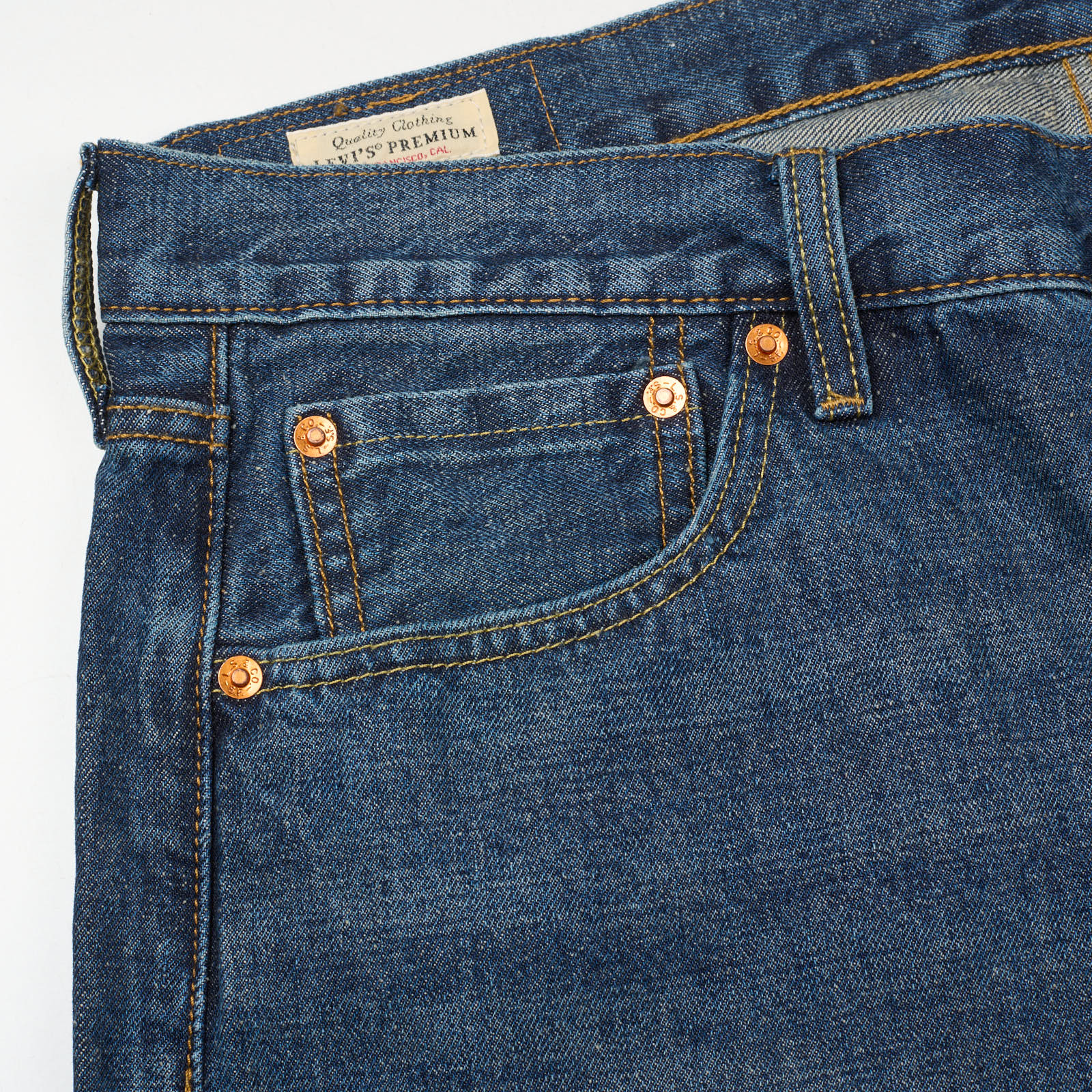 LEVI'S 501 XX Premium Blue Selvedge Cotton-Hemp Straight Fit Jeans W36 L34