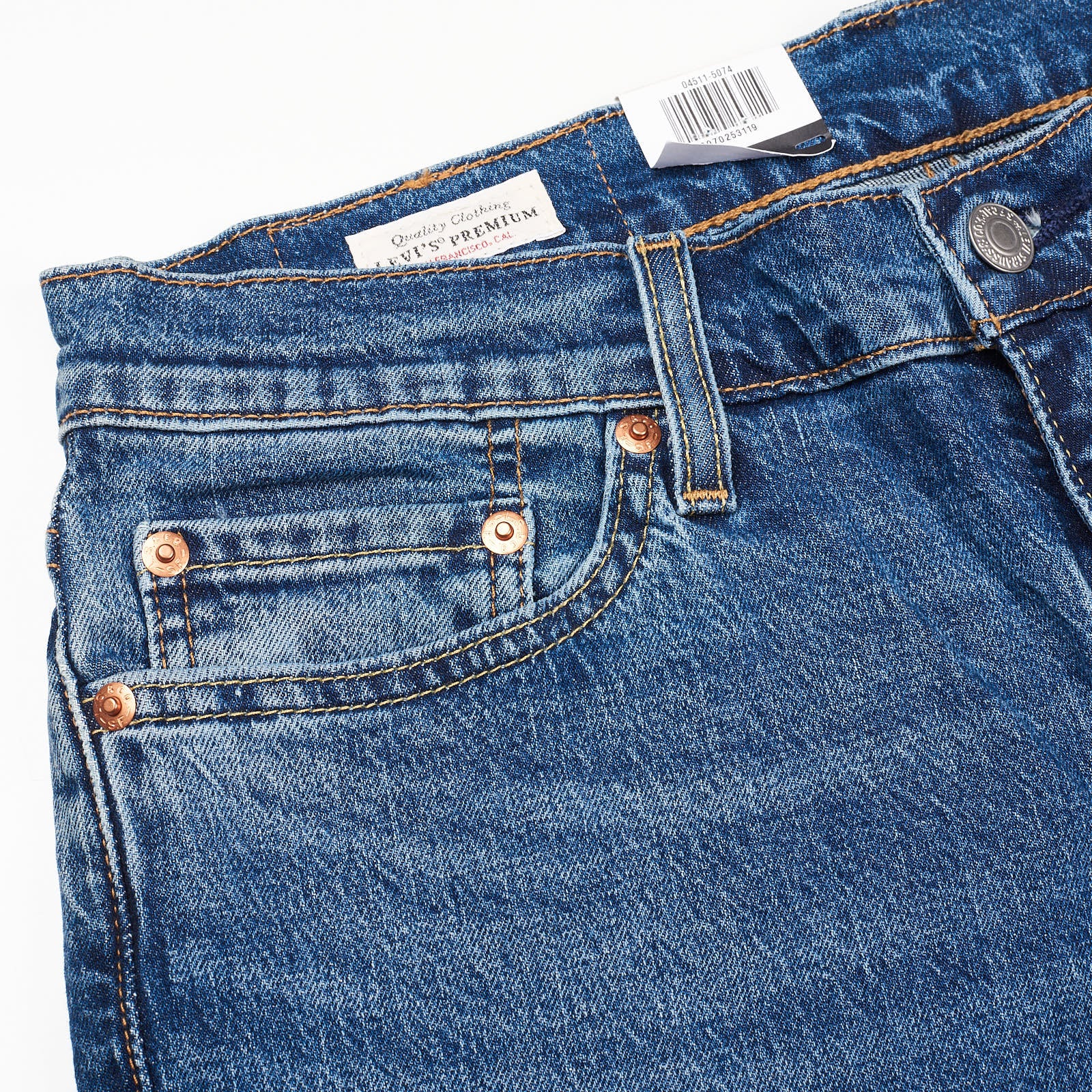 LEVI'S Premium 511 Slim Eco Ease Blue Big E Denim Jeans NEW W30 L34