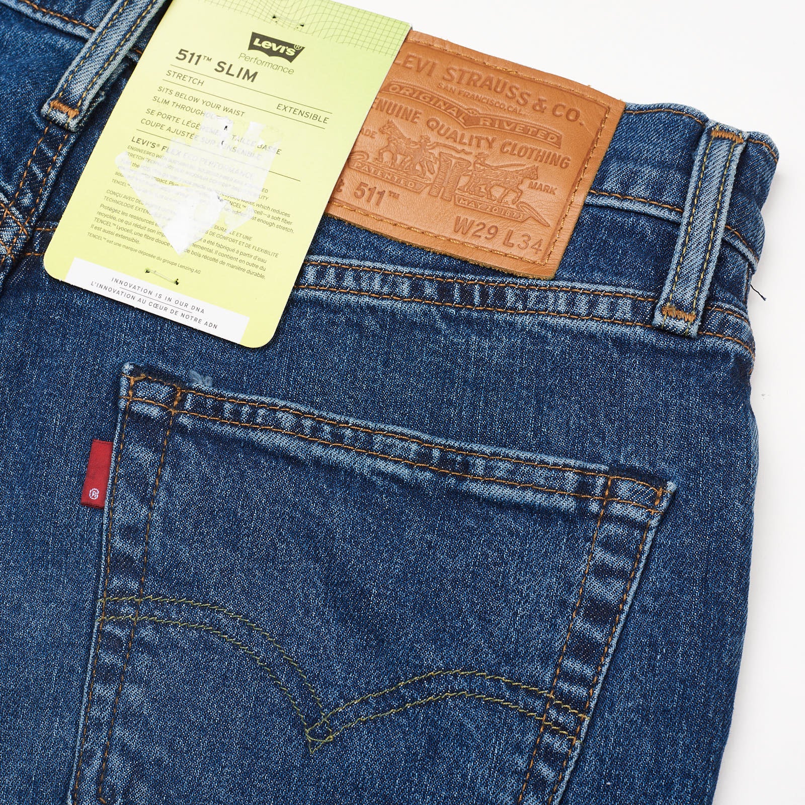LEVI'S Premium 511 Slim Flex Eco Performance Lyocell "Only R" Jeans NEW W29 L34
