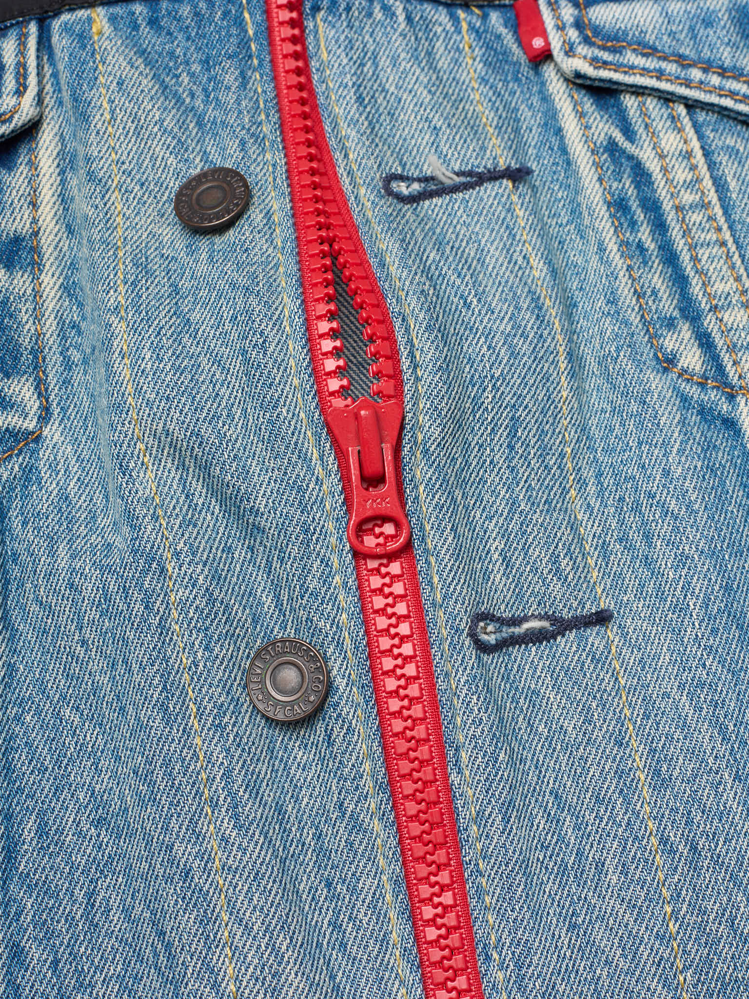 LEVI'S Premium Blue and Black Denim Mockneck Trucker Jacket