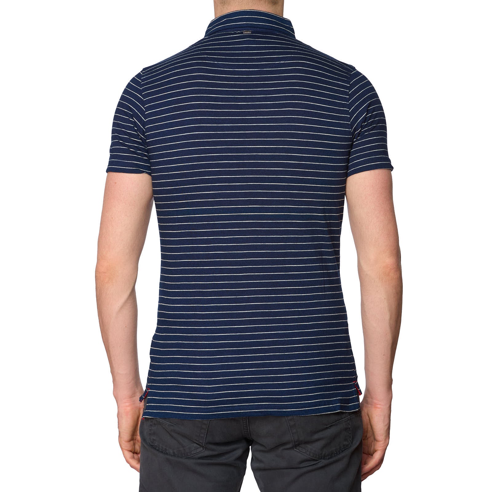 LIU JO Luxury Milano Blue Striped Cotton Polo Shirt NEW M