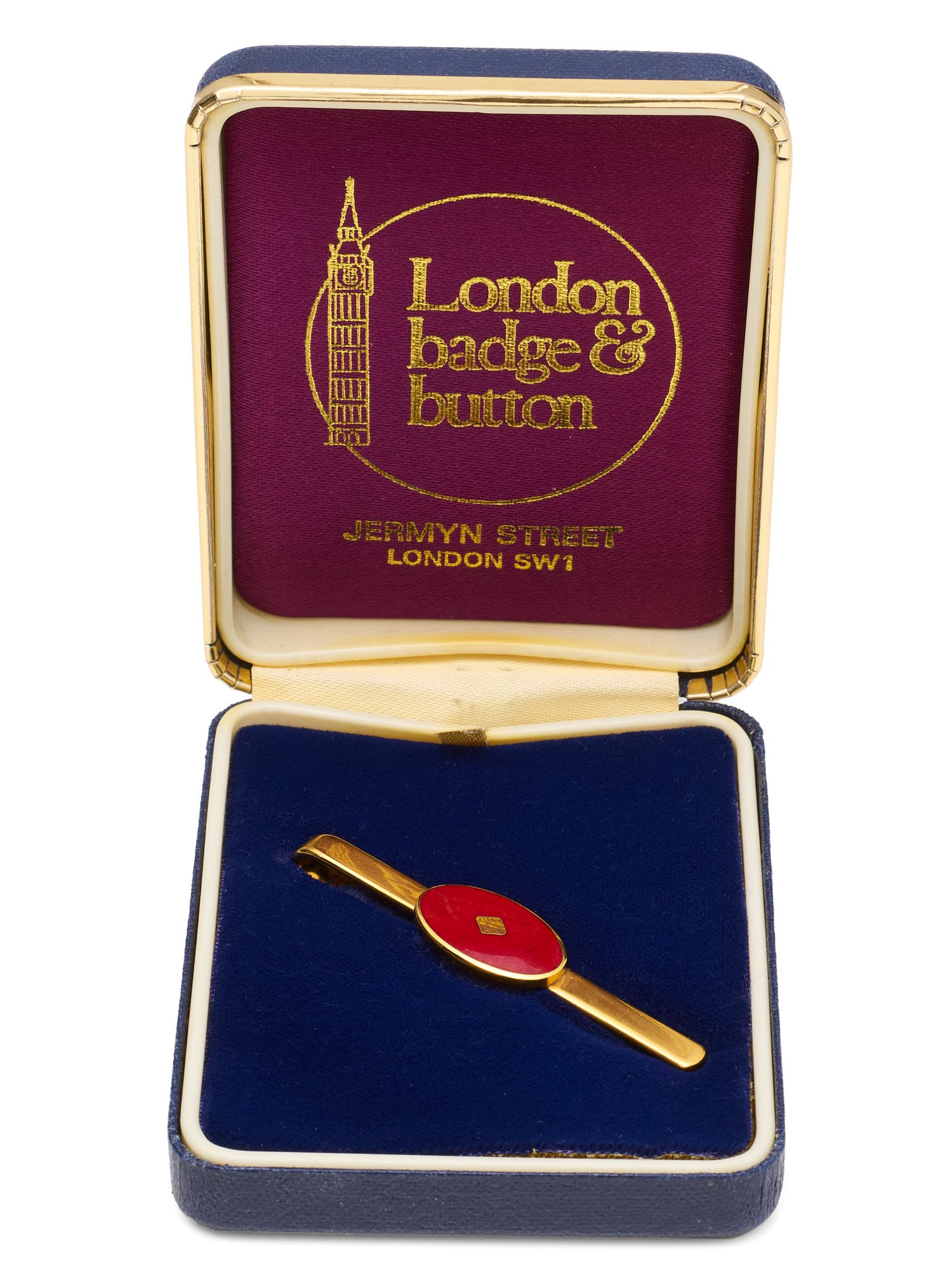 LONDON BADGE & BUTTON Gold Enamel Vintage Tie Clip NOS