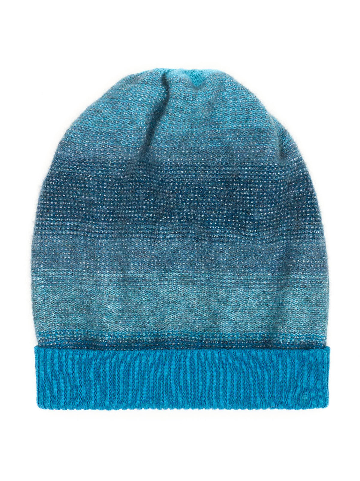 LORO PIANA Blue Cashmere-Silk Knitted Beanie Hat NEW