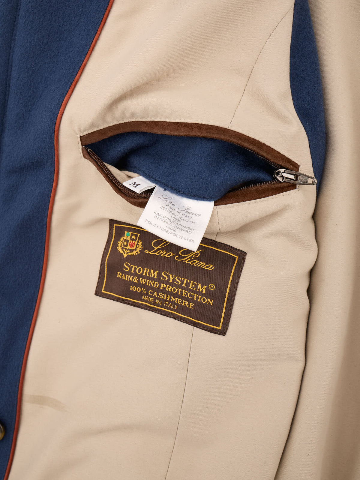 LORO PIANA Blue Cashmere Suede Trims Vest M