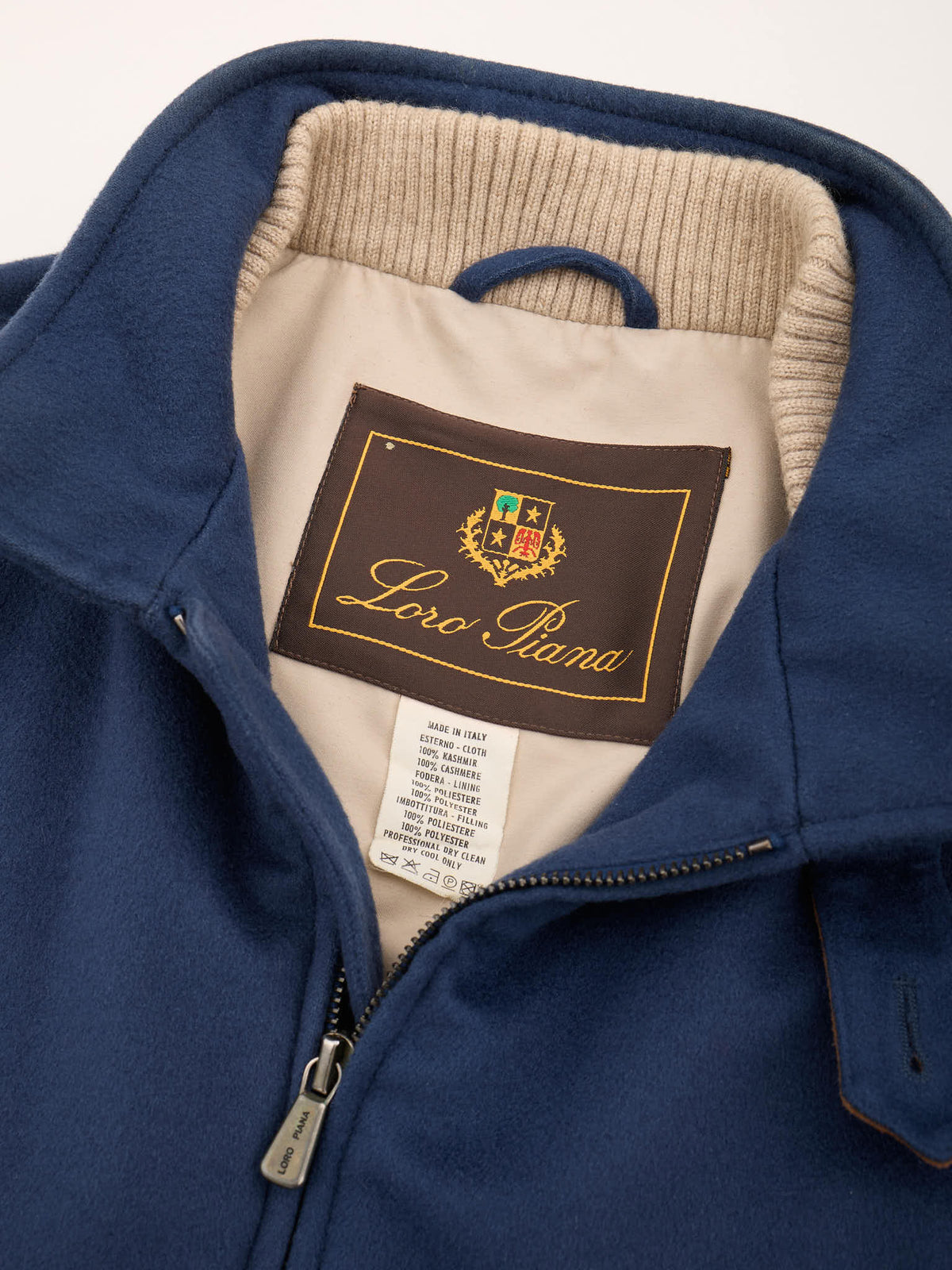 LORO PIANA Blue Cashmere Suede Trims Vest M