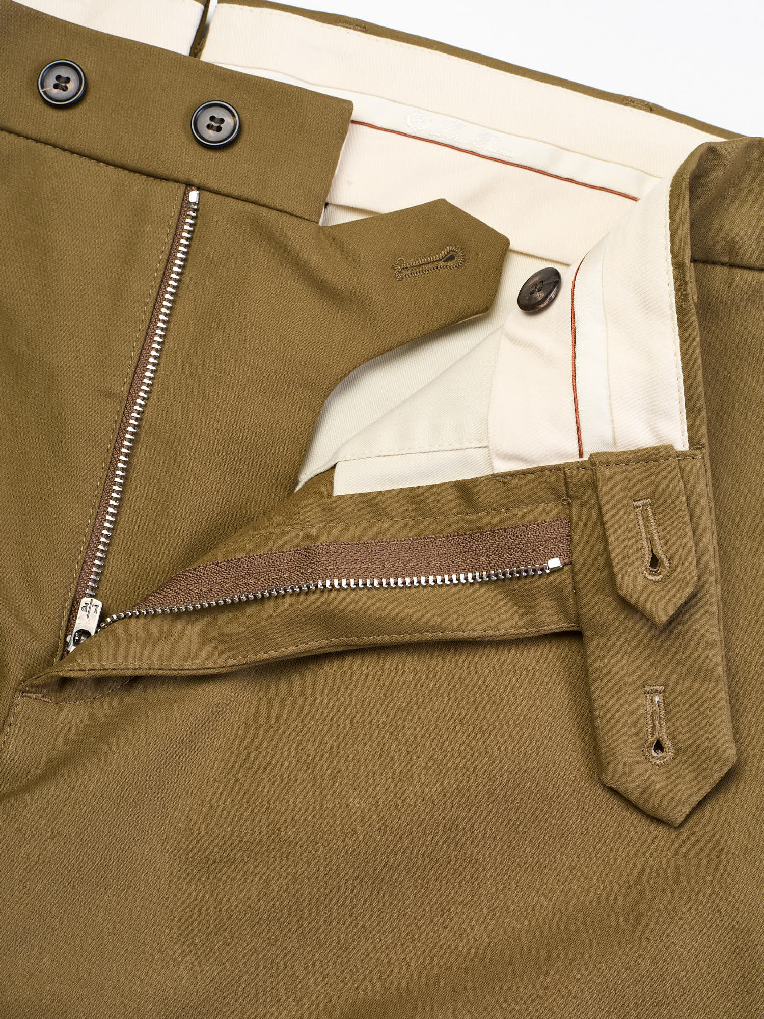 LORO PIANA Carlo Cotton Dusty Khaki Carlo Trousers Hyannis Slim Fit Stretch