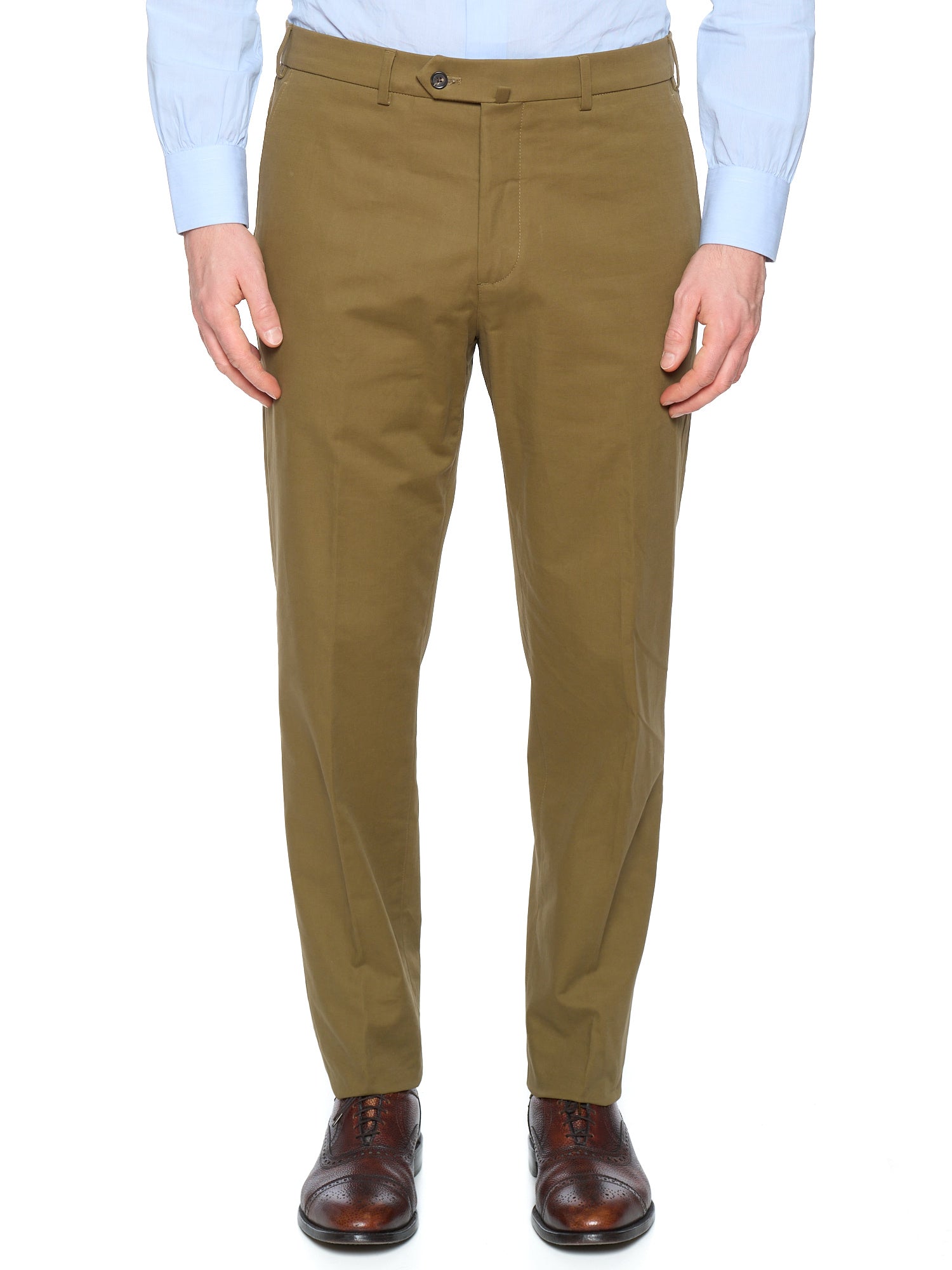 LORO PIANA Carlo Cotton Dusty Khaki Carlo Trousers Hyannis Slim Fit Stretch