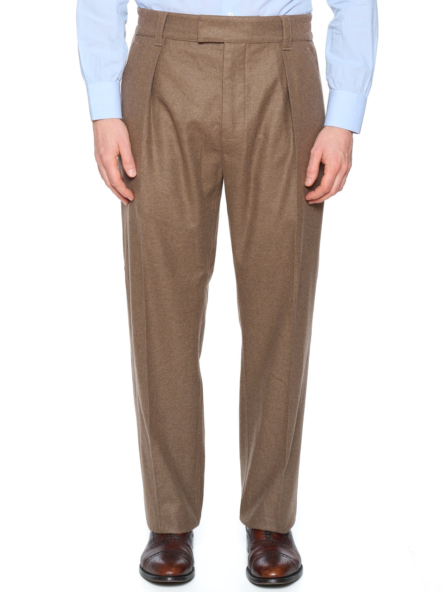 LORO PIANA Brown Virgin Wool-Cashmere Reinga Trousers