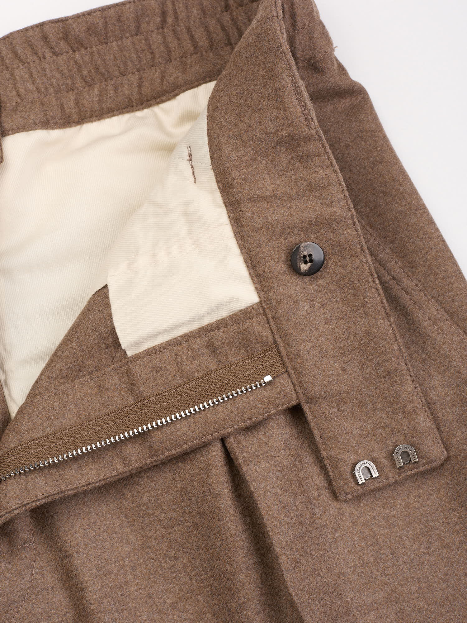 LORO PIANA Brown Virgin Wool-Cashmere Reinga Trousers