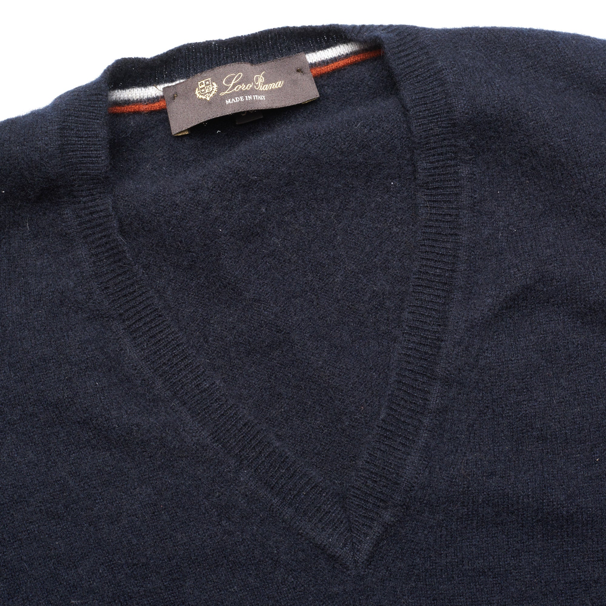 LORO PIANA Dark Blue Cashmere V-Neck Sweater EU 50 US M LORO PIANA
