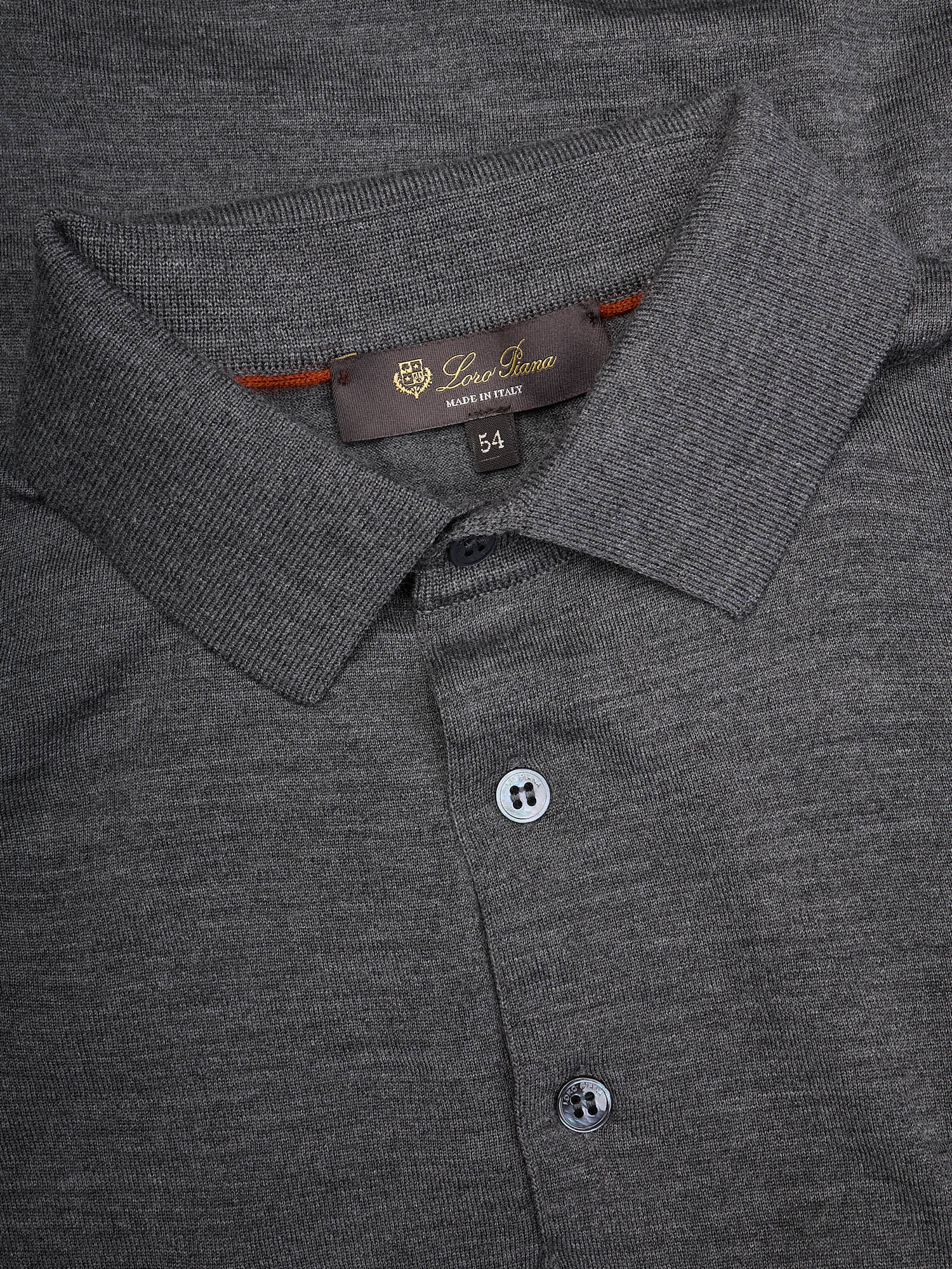 LORO PIANA Gray Wish Wool Long Sleeve Knit Polo Shirt Sweater