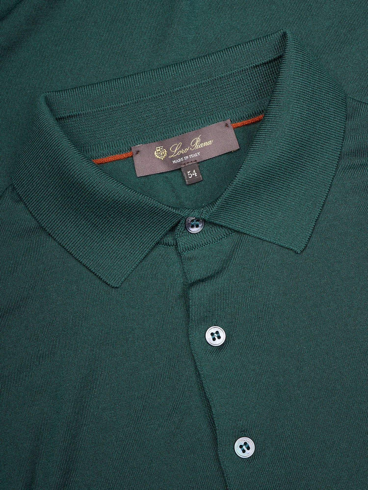 LORO PIANA Green Wish Wool Long Sleeve Knit Polo Shirt Sweater