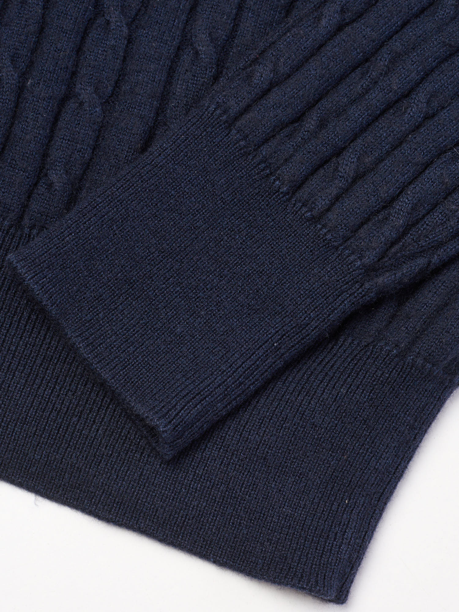 LORO PIANA Navy Cable Knit Cashmere-Cotton Half-Zip Sweater Size S