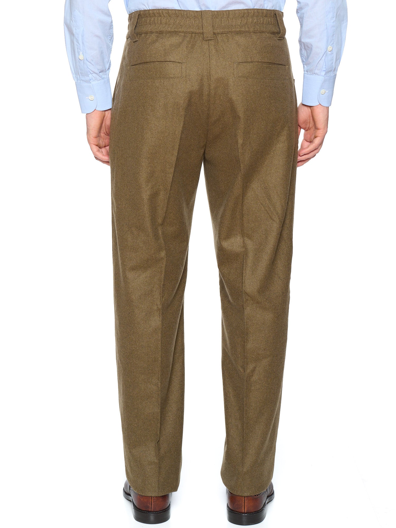 LORO PIANA Olive Green Virgin Wool-Cashmere Reinga Trousers