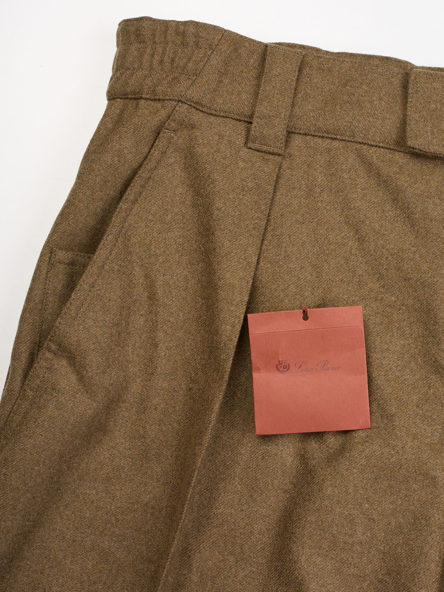LORO PIANA Olive Green Virgin Wool-Cashmere Reinga Trousers