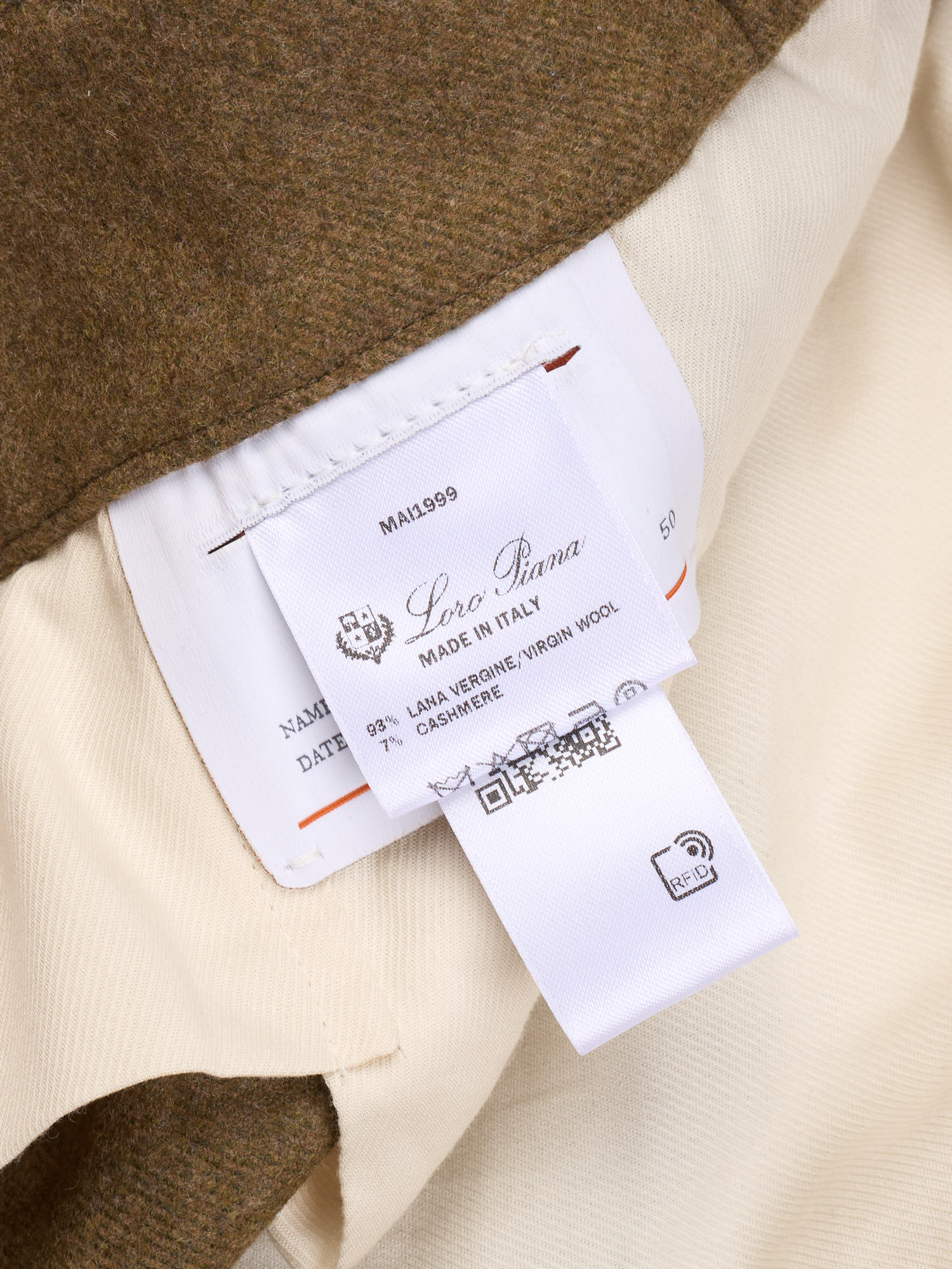 LORO PIANA Olive Green Virgin Wool-Cashmere Reinga Trousers