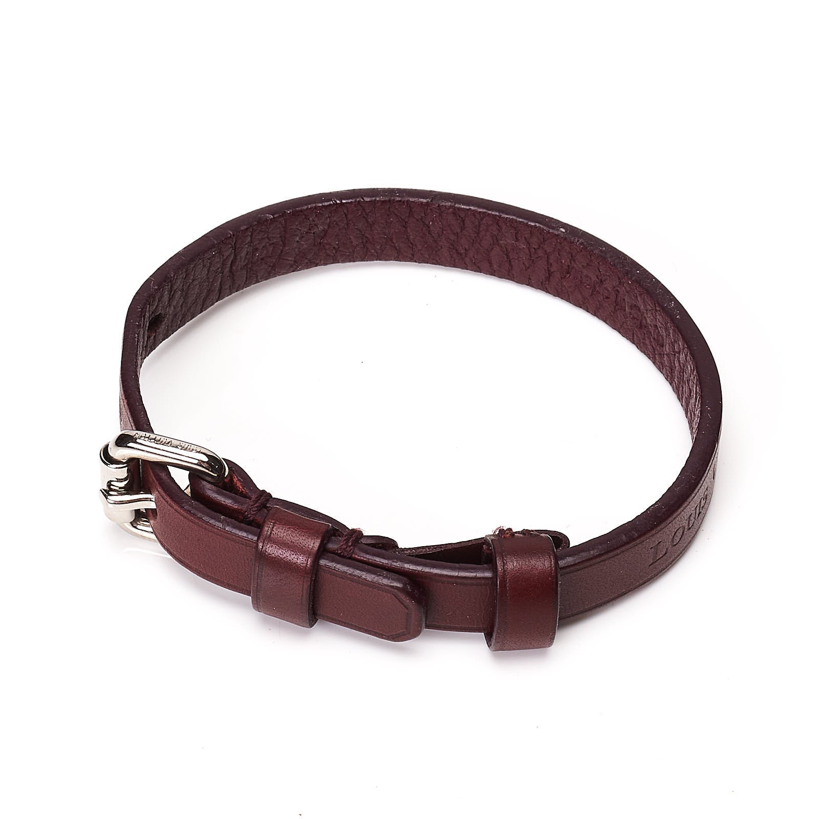 LOUIS VUITTON Maison Fondée en 1854 Burgundy Leather Silver Buckle Bracelet NEW 19 LOUIS VUITTON