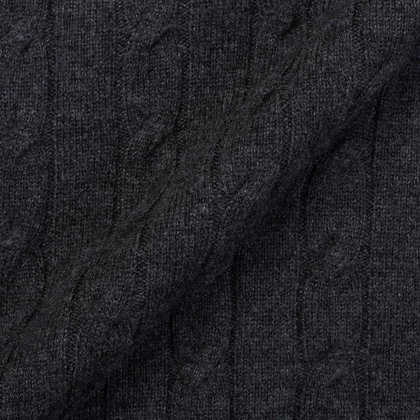 LUCA FALONI Charcoal Gray Cashmere Cable Knit Crewneck Sweater NEW SLIM L XL