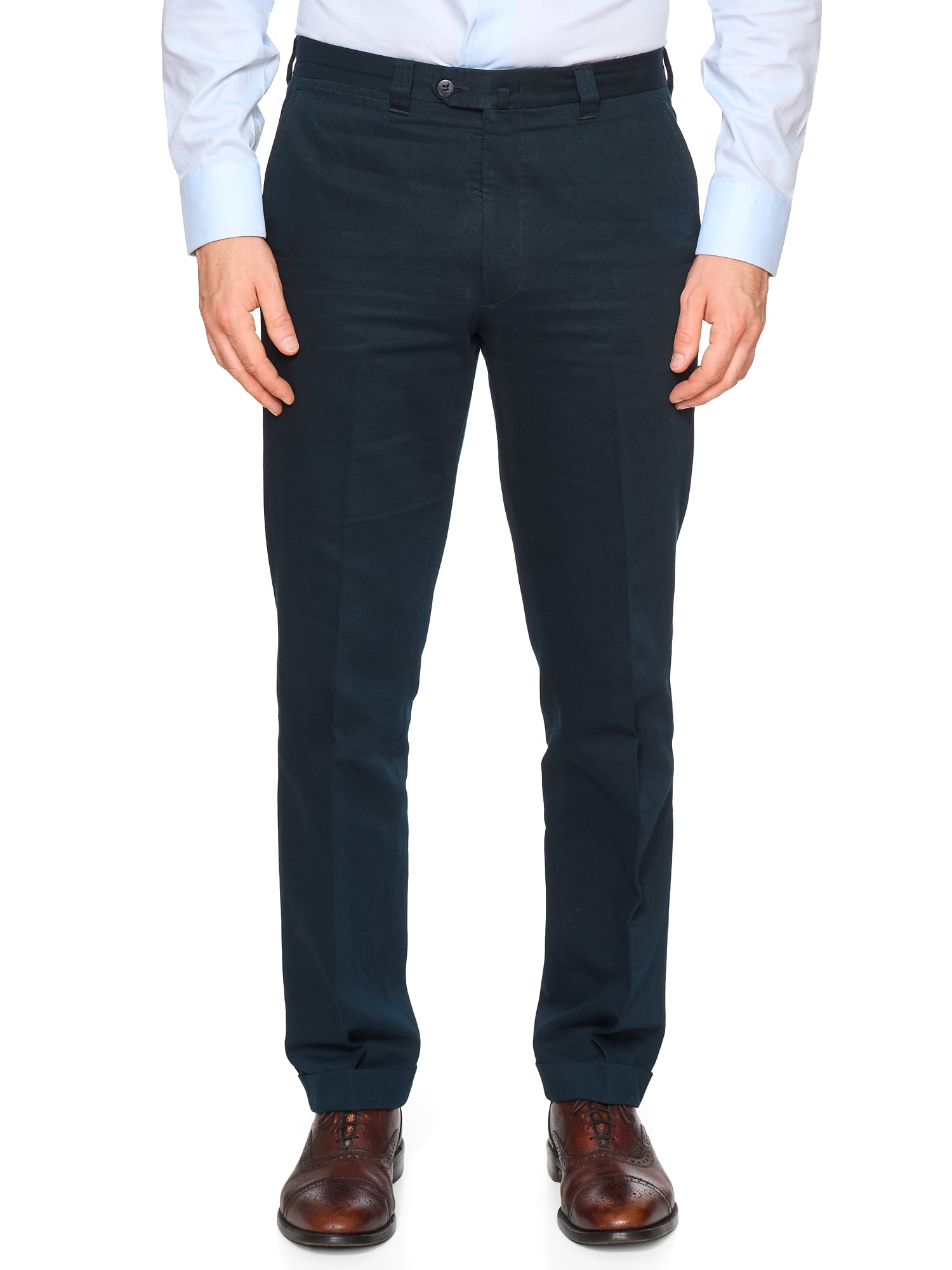 LUCIANO BARBERA Blue Twill Cotton Pants EU 48 US 32