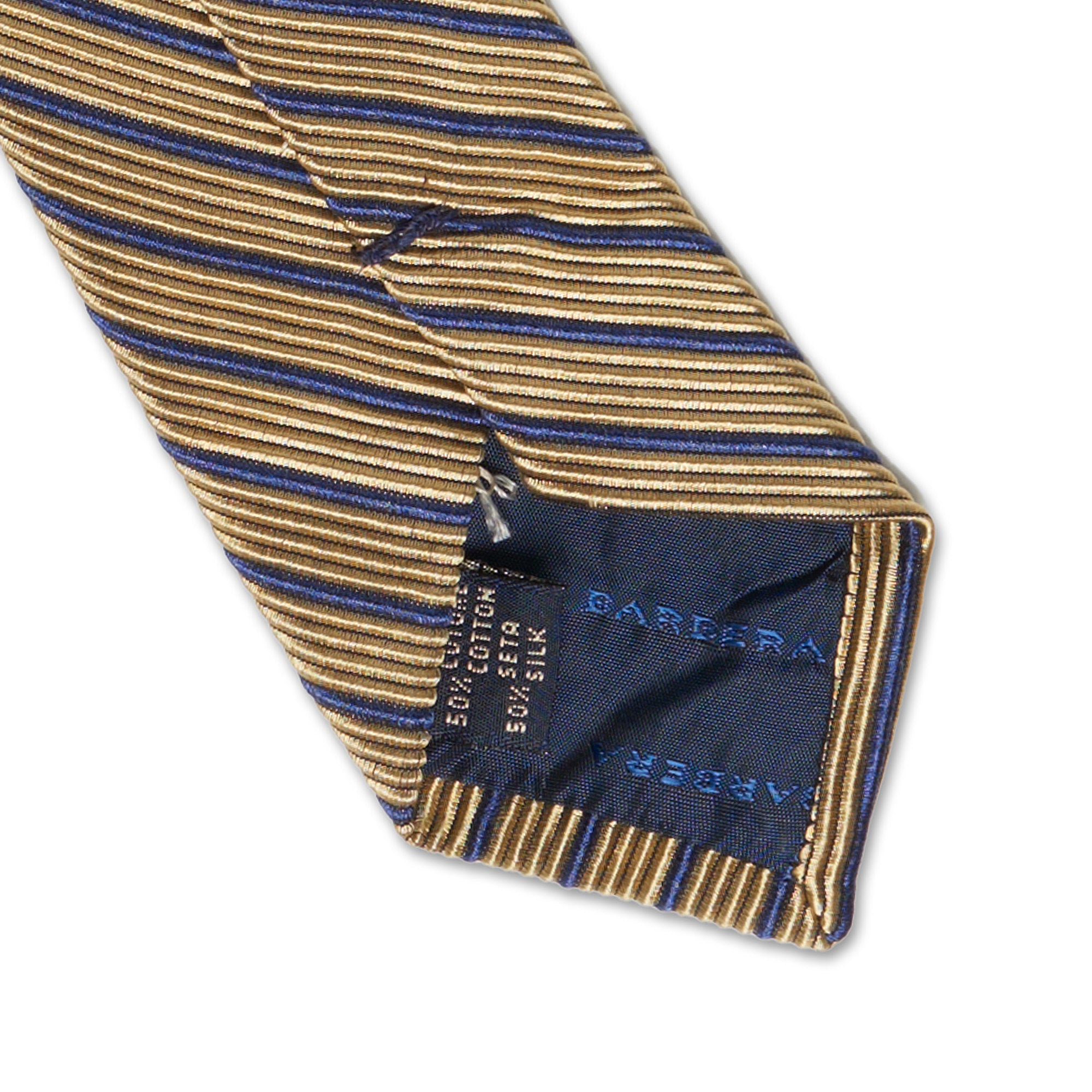 LUCIANO BARBERA Handmade Gold Striped Design Silk-Cotton Tie LUCIANO BARBERA