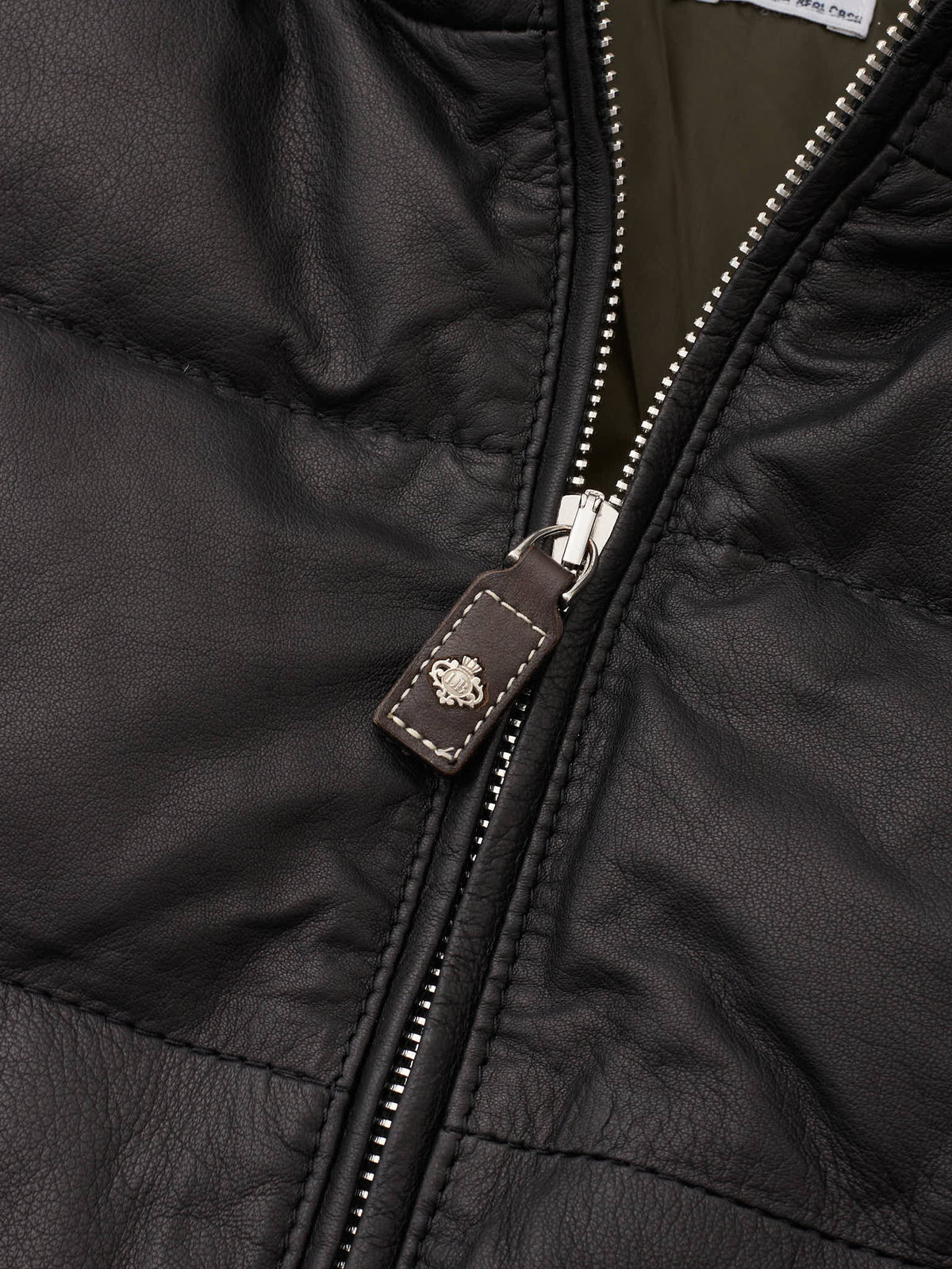 LUIGI BORRELLI Brown Leather Goose Down Vest XL