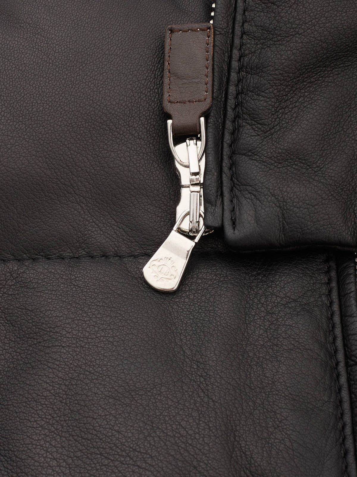 LUIGI BORRELLI Brown Leather Goose Down Vest XL