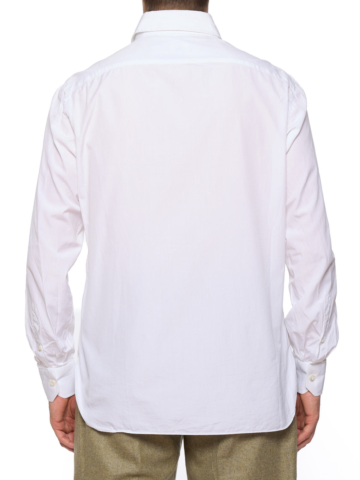 LUIGI BORRELLI Handmade Napoli White Poplin Cotton Dress Shirt