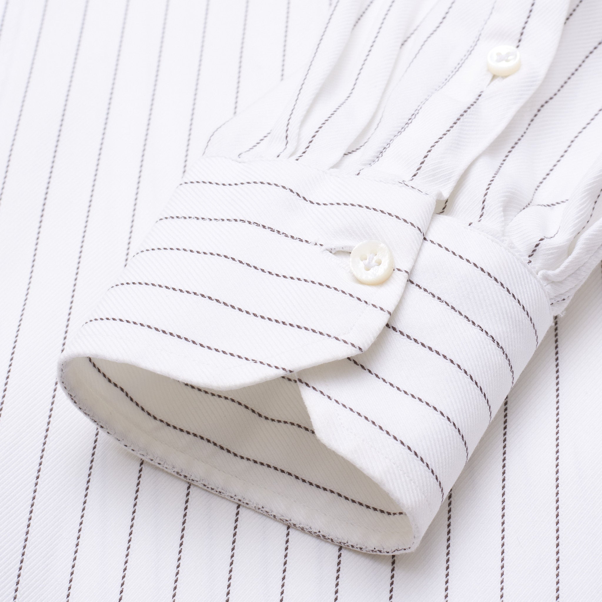 LUIGI BORRELLI Napoli White Striped Cotton Dress Shirt EU 41 US 16 LUIGI BORRELLI