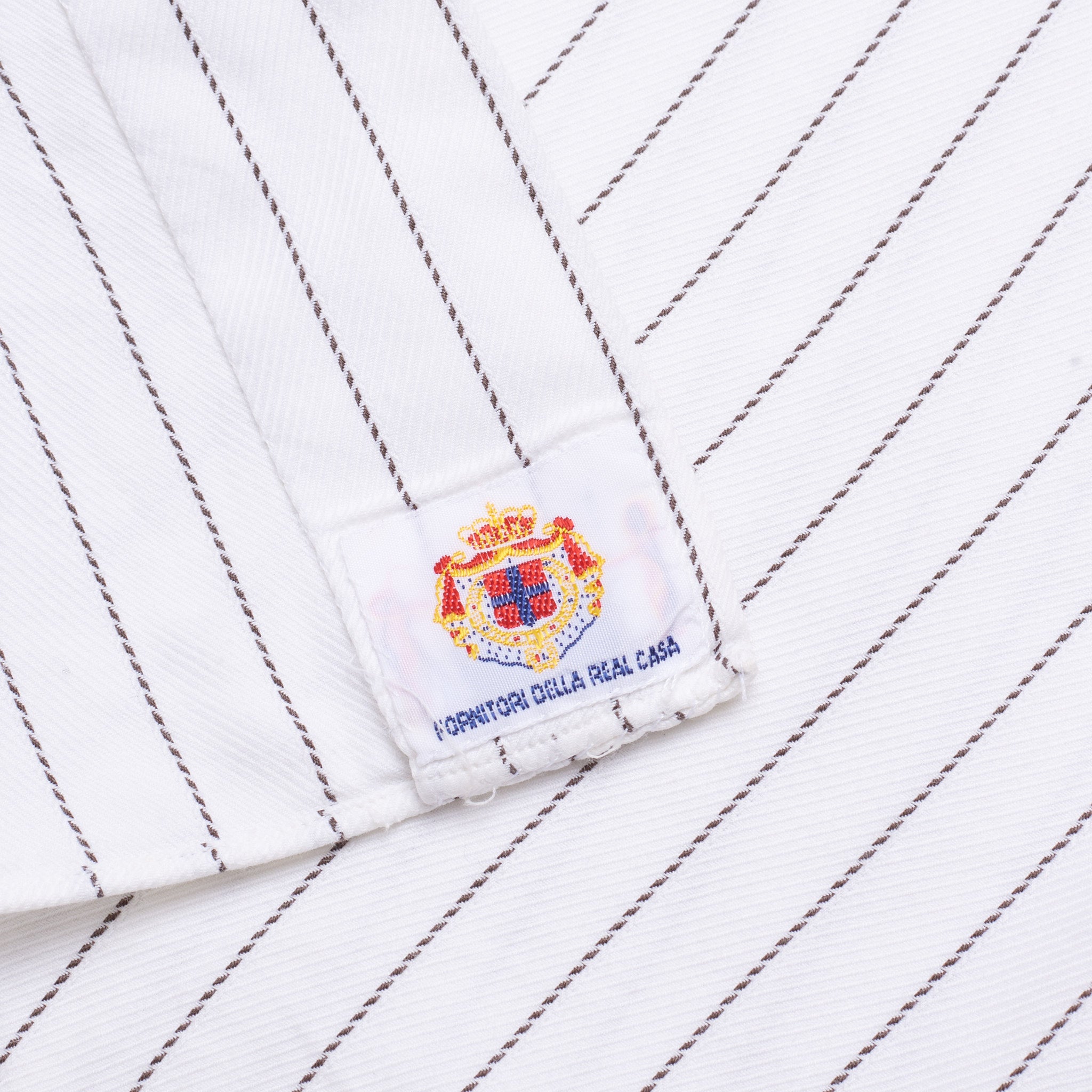 LUIGI BORRELLI Napoli White Striped Cotton Dress Shirt EU 41 US 16 LUIGI BORRELLI