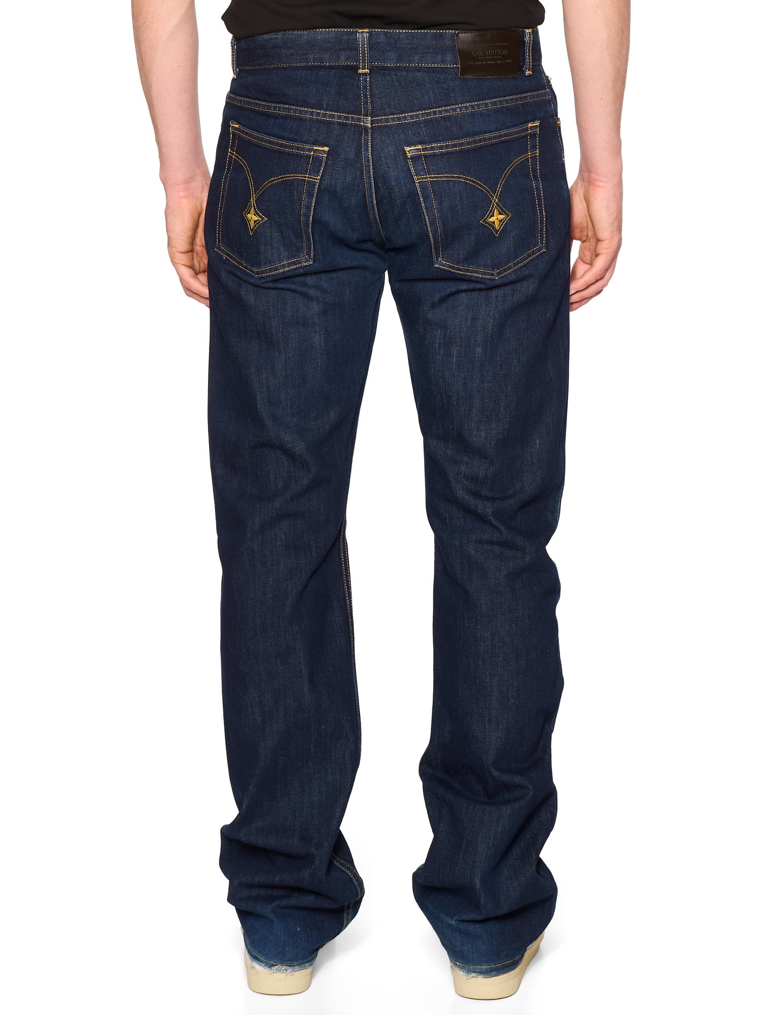 LOUIS VUITTON Blue Flower Logo Denim Jeans Size 44 US 34