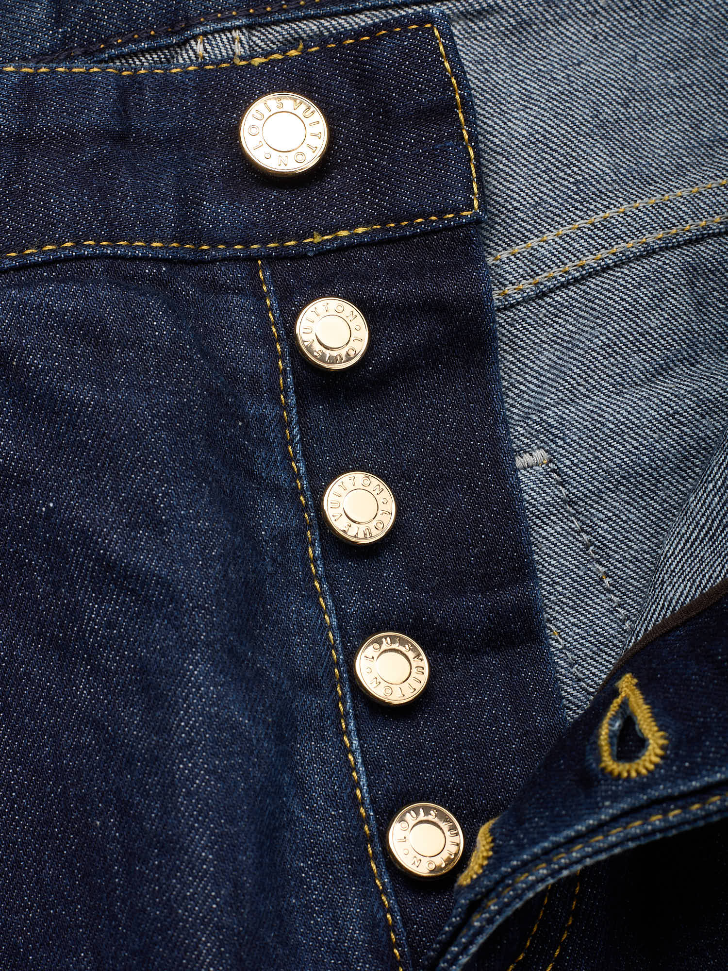 LOUIS VUITTON Blue Flower Logo Denim Jeans Size 44 US 34