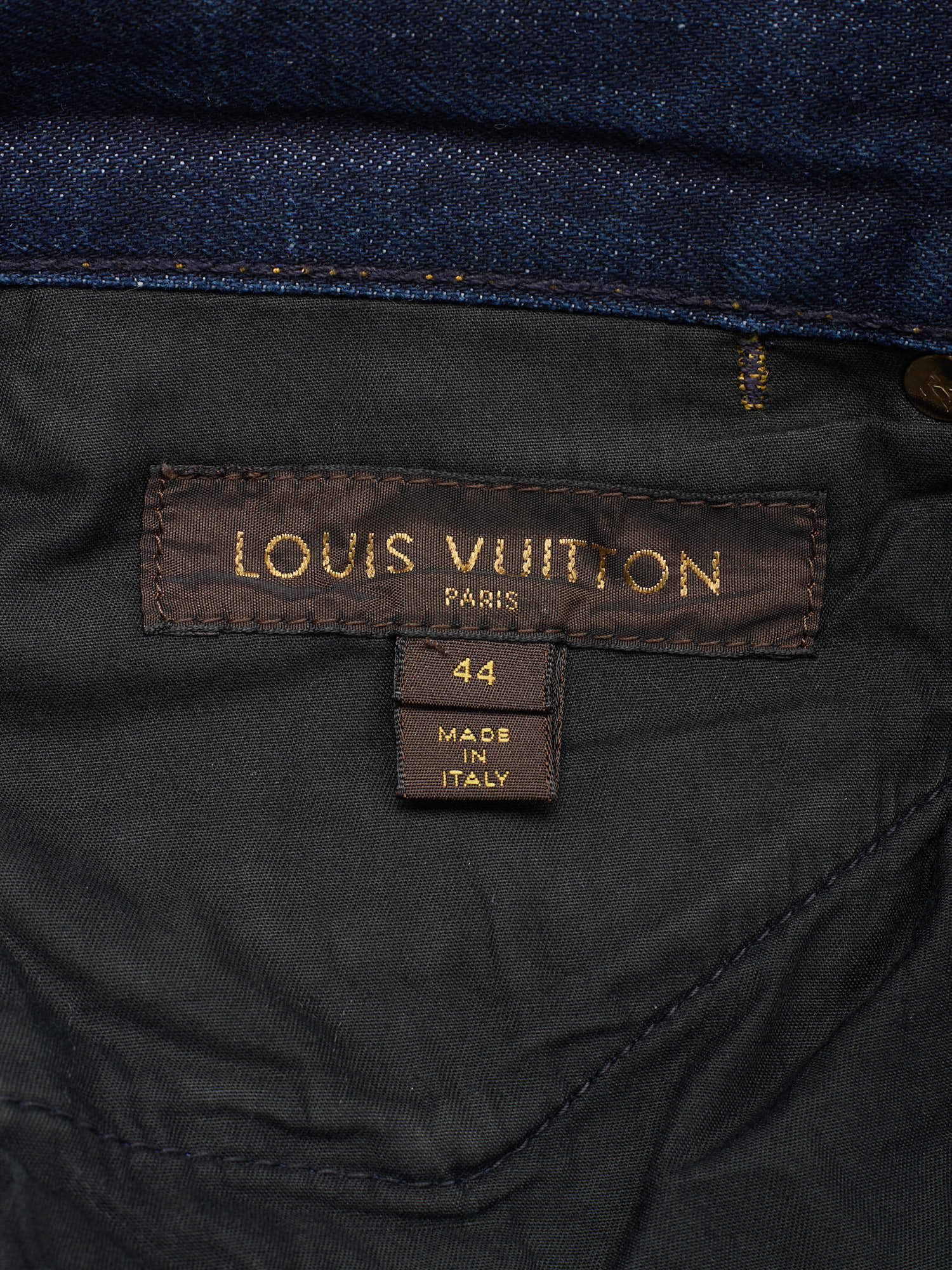 LOUIS VUITTON Blue Flower Logo Denim Jeans Size 44 US 34