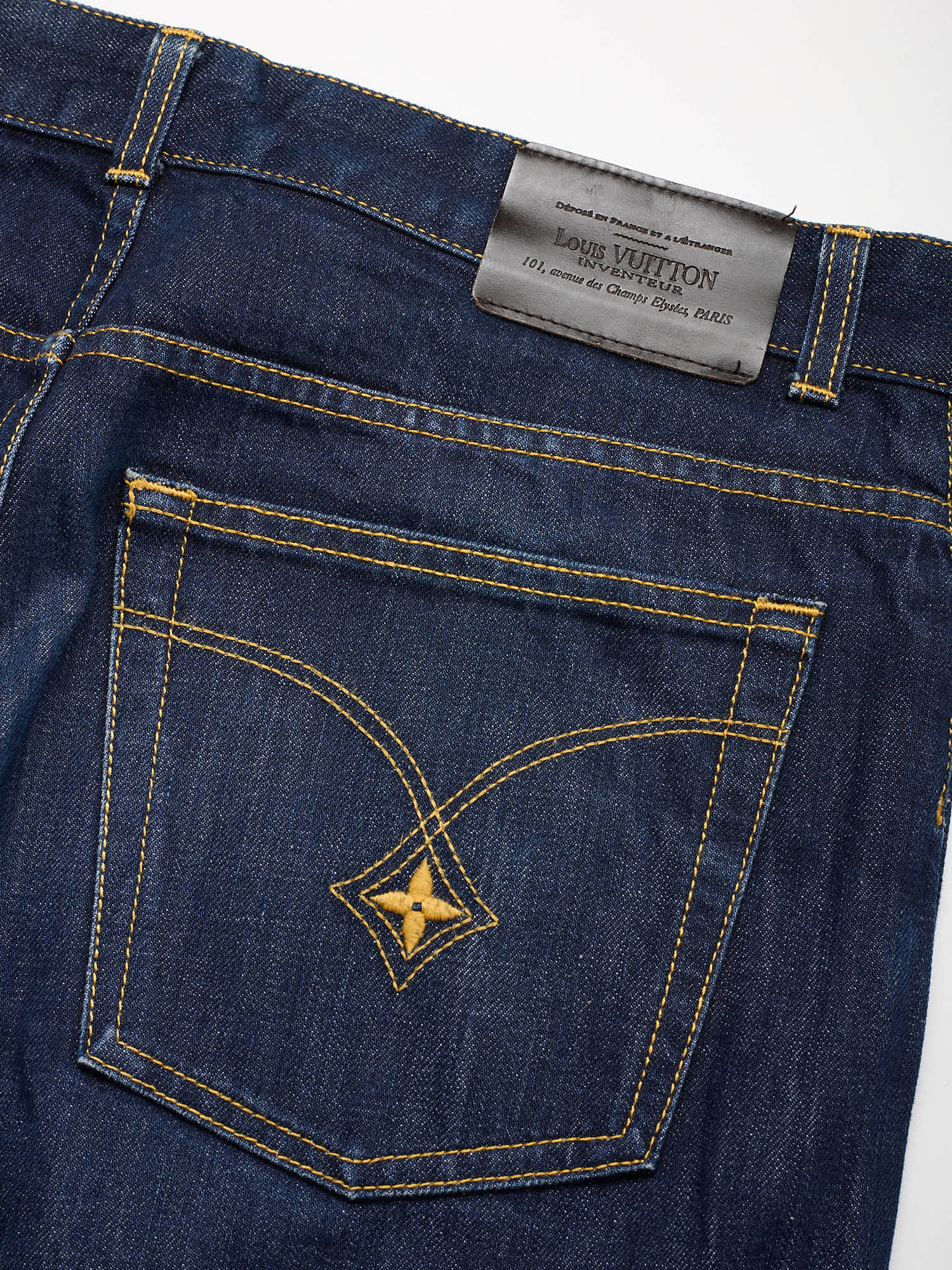 LOUIS VUITTON Blue Flower Logo Denim Jeans Size 44 US 34