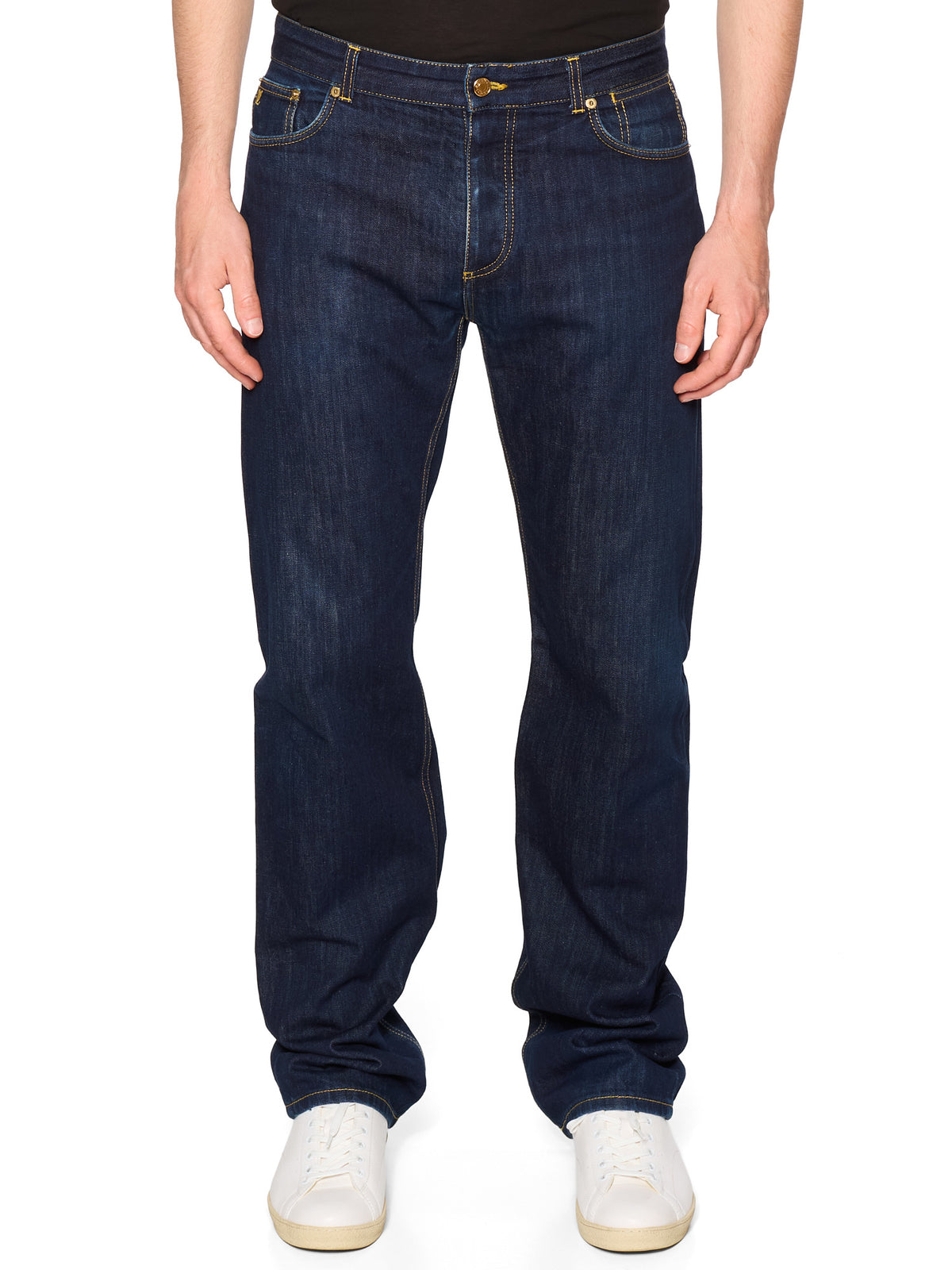 LOUIS VUITTON Blue Flower Logo Denim Jeans Size 44 US 34