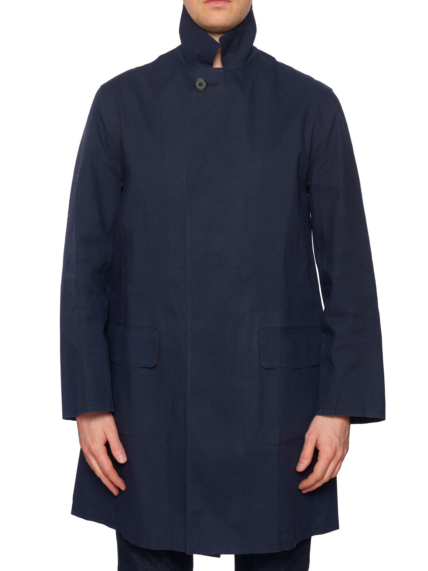 MACKINTOSH Handmade Blue Bonded Cotton Trench Rain Coat L EU 52 - US 42 Mac