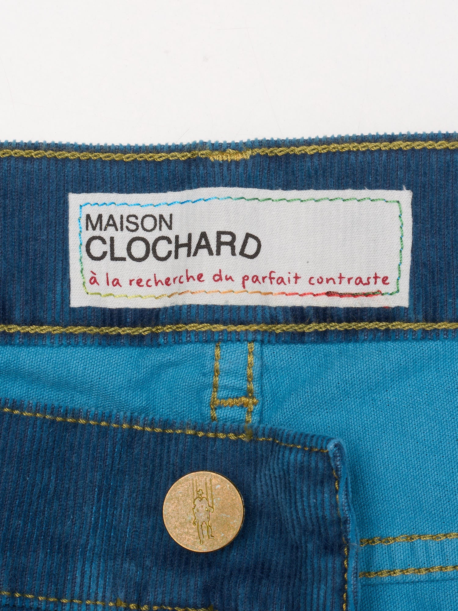 MAISON CLOCHARD Blue "wear a Egret" Corduroy Skinny Jeans